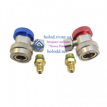 Заправна муфта комплект QC-L + QC-H (автомобільна швидкознімна низького і високого тиску з  краном)