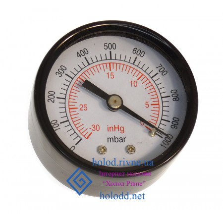 Манометр VALUE 310500106 (мановакууометр діаметр 50 мм, чорний, підєднання ззаду)